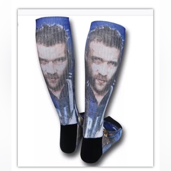 Suicide Squad Cap Boomerang Crew Socks 1 Pair Men 8-12 Blue Black Sublimated DC - Picture 4 of 7